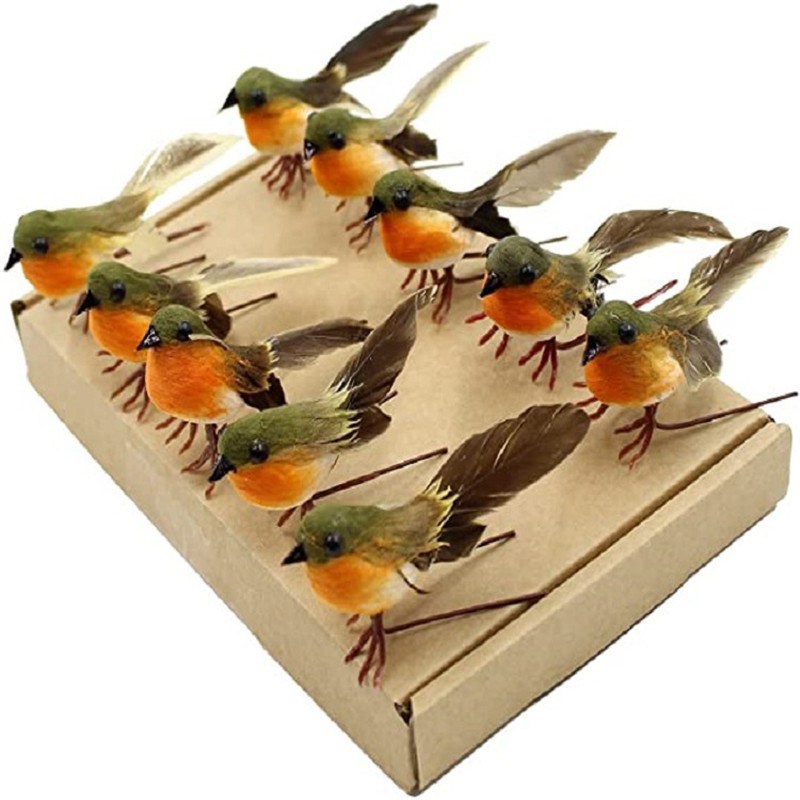 12PCS Robin Bird Christmas Tree Decoration Craft VERY CUTE Artificial - 图片 9