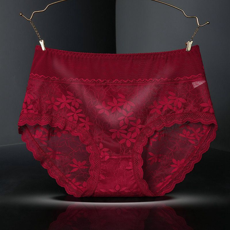 Large Size High Waist Panties for Women Underwear Sexy Lace Transparent Briefs - 图片 14