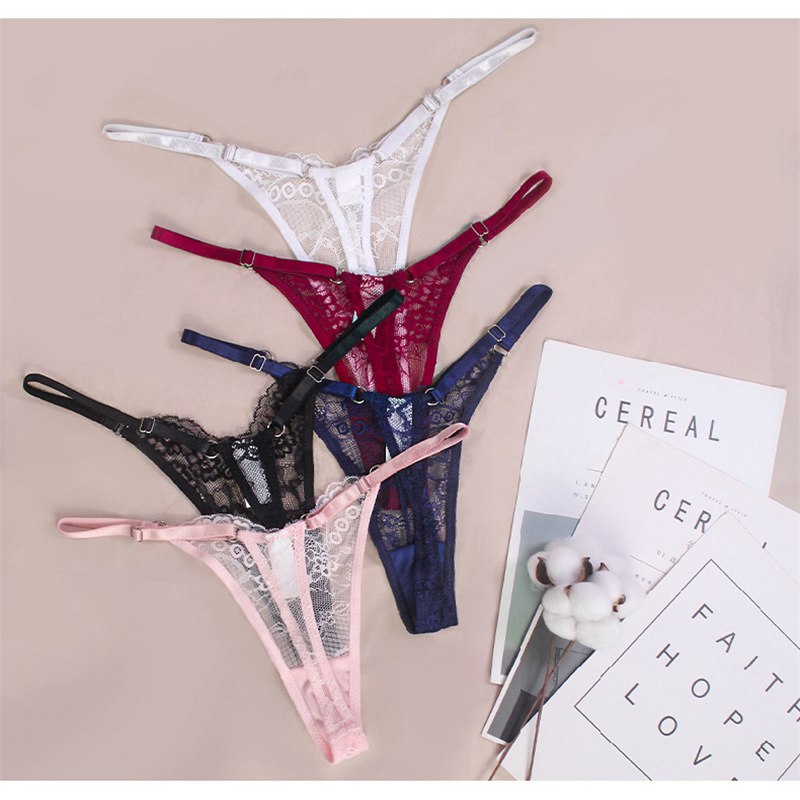 Sexy Lace Panties Women Underwear V-waist See Through Thong G-string Female Adjustable Lingerie Breathable Seamless Underpants - 图片 11