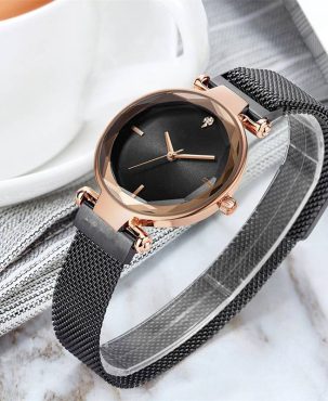 GENEVA Women Ladies Watch Gold Silver Black White Alloy Mesh Band Wrist Watches