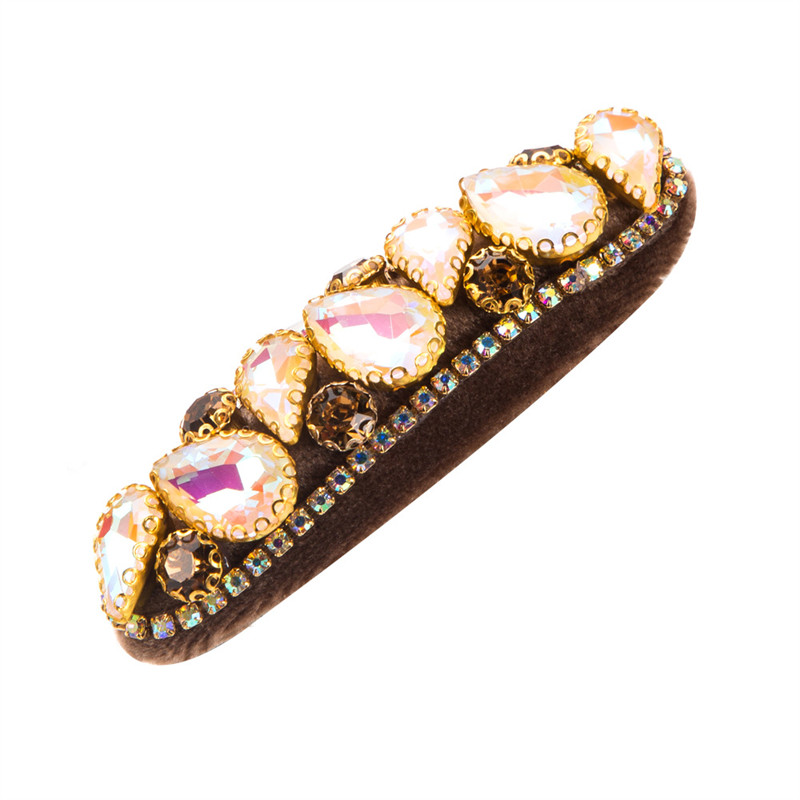Retro Women's Side Bang Clip Broken Hair Hairpin Headband Super Shiny Glass Drill Sponge Barrettes - 图片 11