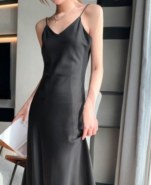 Women's Long Satin Nightgown Slip Sleep Dress Silk V Neck Sleepwear Solid Color Nightwear Backless Suspender Ladies Sexy Dresses