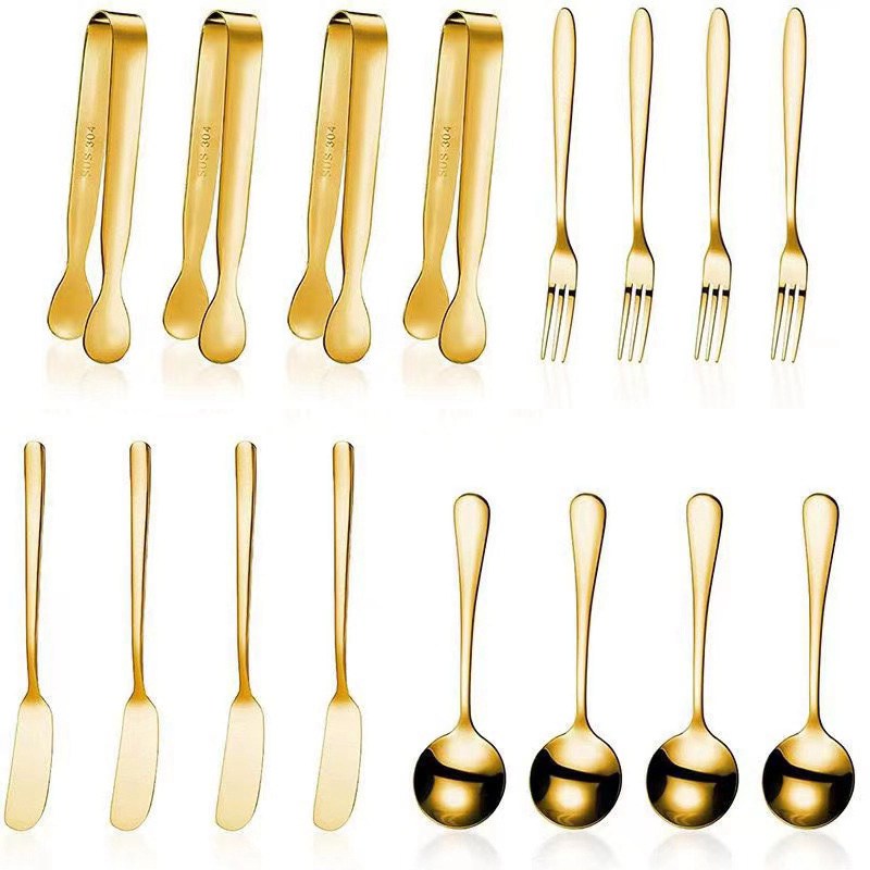 12Pcs/Set столовые приборы Cutlery Western Dessert Cutlery Ice Cream Spoon Long Handle Tableware Christmas Party Supplies