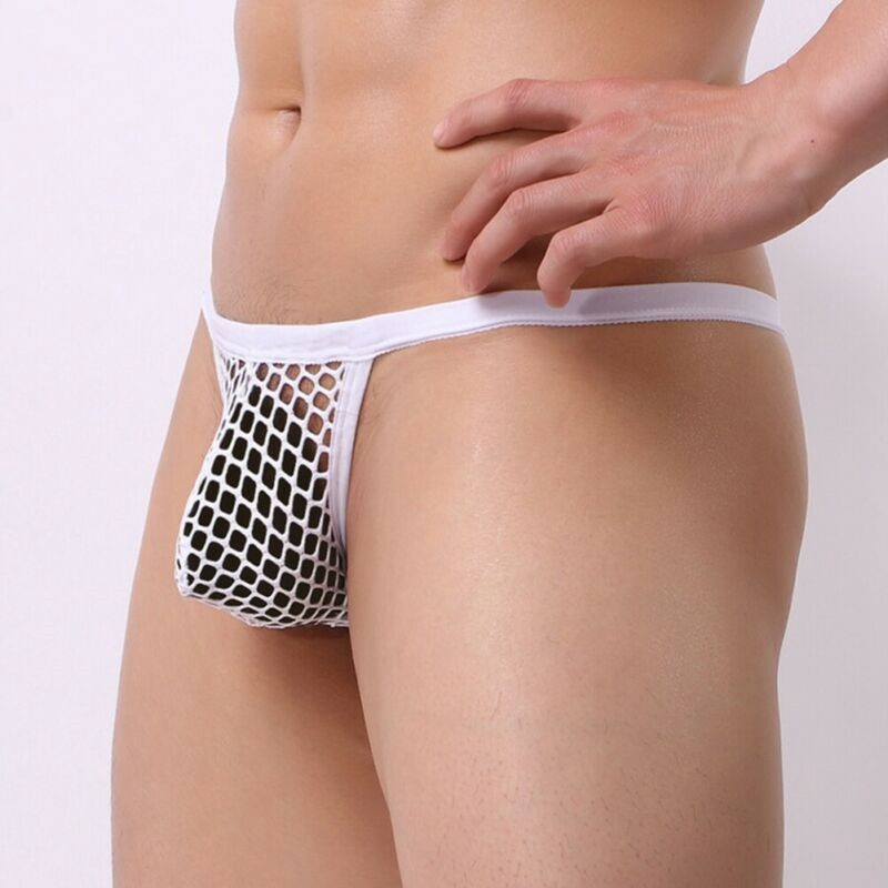 Men's Sexy Mesh Net See Through Underwear Thong Bikini Briefs G-String Knickers - 图片 17