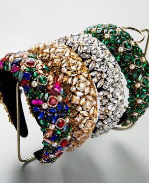 Baroque Headband Wide-Edge Rhinestone Hair Accessories Fashion Women Hair Ornaments