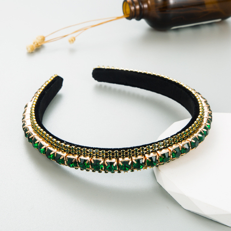 Rhinestone Fashion Headband Female Baroque Diamond Gold Velvet Fashion Thin Edges Headdress - 图片 9