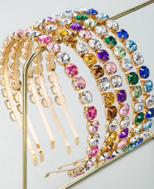 Baroque Gold Creative Metal Headband Light Luxury Fengcai Color Diamond Hair Accessories