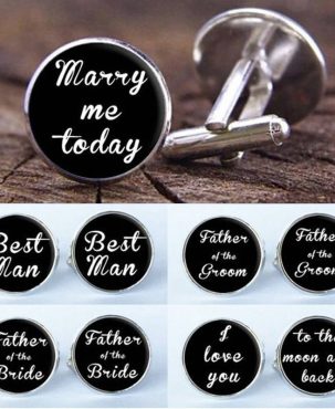 Wedding Cufflinks Groom Best man SILVER ROUND mens cuff link usher pageboy Grooms