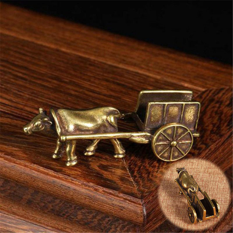 1Pcs Mini Portable Retro Brass Bull Statue Sculpture Home Office Desk Decorative Hand Toy Gift - 图片 10