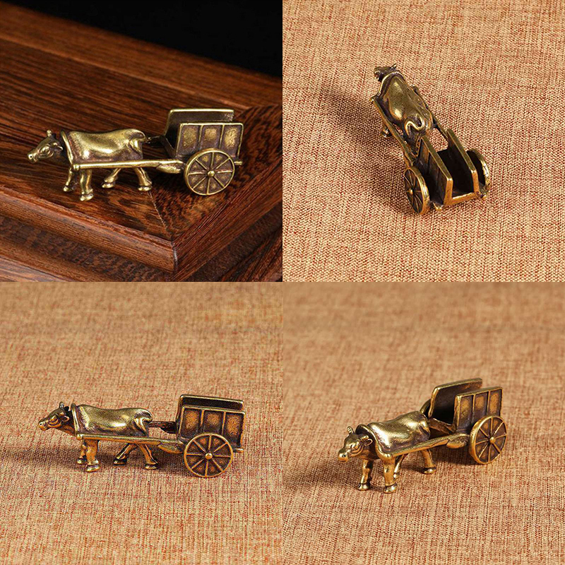 1Pcs Mini Portable Retro Brass Bull Statue Sculpture Home Office Desk Decorative Hand Toy Gift - 图片 16
