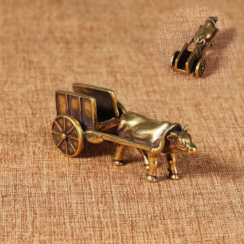 1Pcs Mini Portable Retro Brass Bull Statue Sculpture Home Office Desk Decorative Hand Toy Gift - 图片 9
