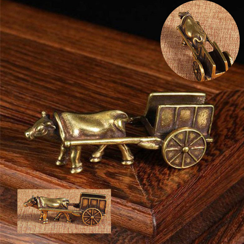 1Pcs Mini Portable Retro Brass Bull Statue Sculpture Home Office Desk Decorative Hand Toy Gift - 图片 14
