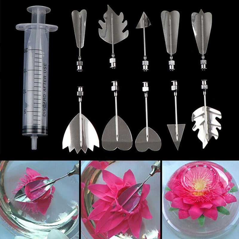 10PCS 3D Gelatin Jelly Art Pudding Flower Cake Decor Mould Needle Tools - Image 9