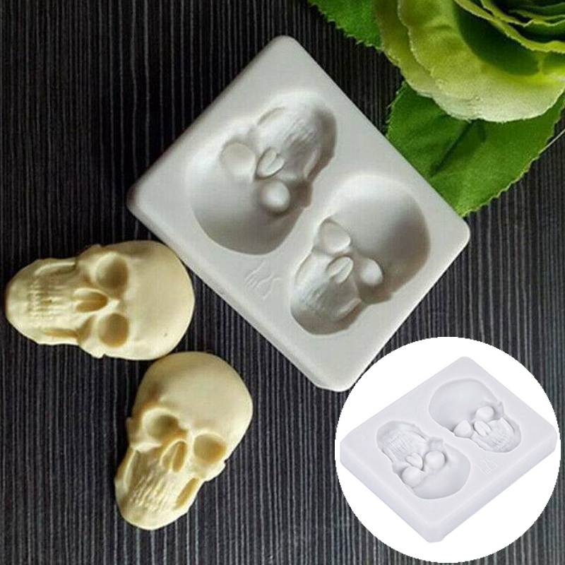 3D Skeleton Skull Head Silicone Mold DIYCandy Cake Decoration Mold Baking Tool - 图片 14