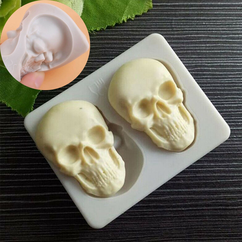 3D Skeleton Skull Head Silicone Mold DIYCandy Cake Decoration Mold Baking Tool - 图片 10