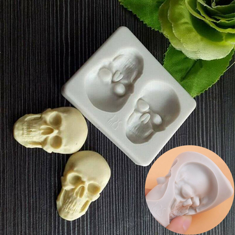 3D Skeleton Skull Head Silicone Mold DIYCandy Cake Decoration Mold Baking Tool - 图片 8