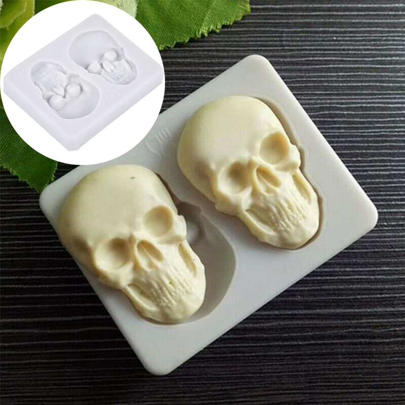 3D Skeleton Skull Head Silicone Mold DIYCandy Cake Decoration Mold Baking Tool - 图片 12