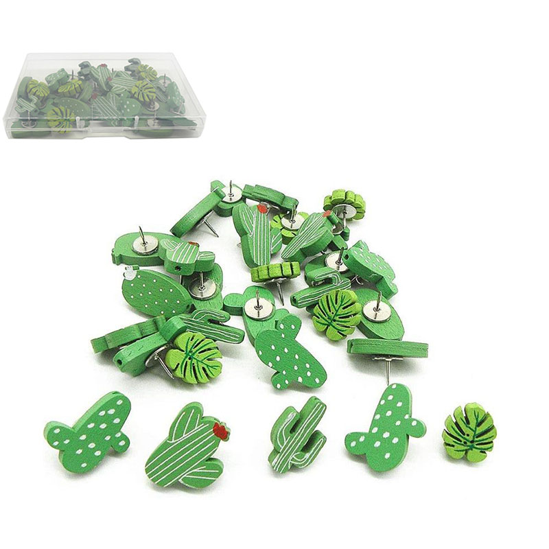 30PCS Wooden Push Pins Cactus Palm Leaf Thumb Tack Decorative Cute Pushpins for Photos Wall, Maps, Bulletin Board or Cork Boards - Image 15