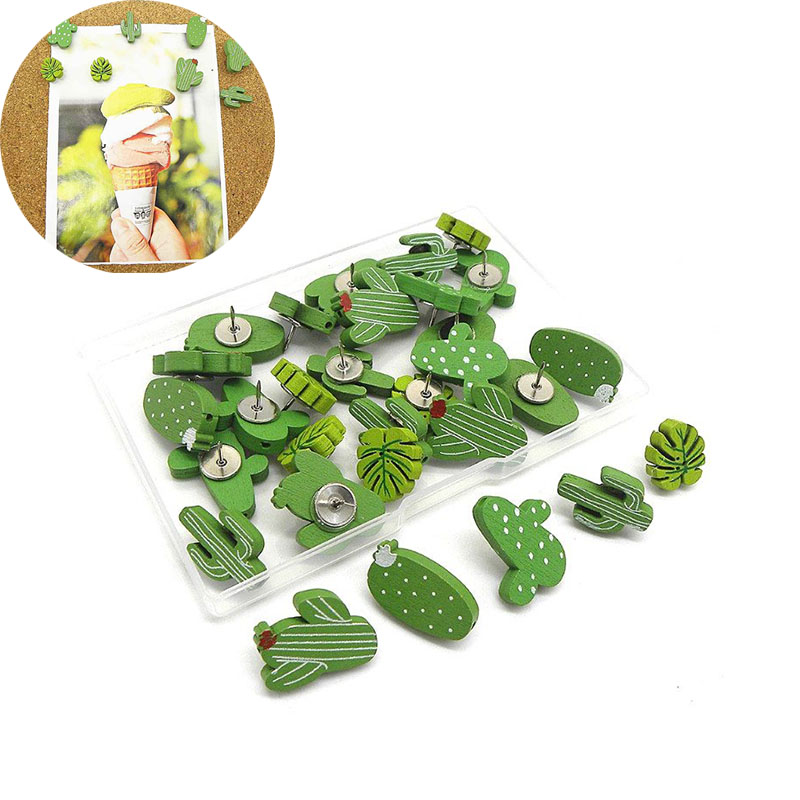 30PCS Wooden Push Pins Cactus Palm Leaf Thumb Tack Decorative Cute Pushpins for Photos Wall, Maps, Bulletin Board or Cork Boards - Image 16