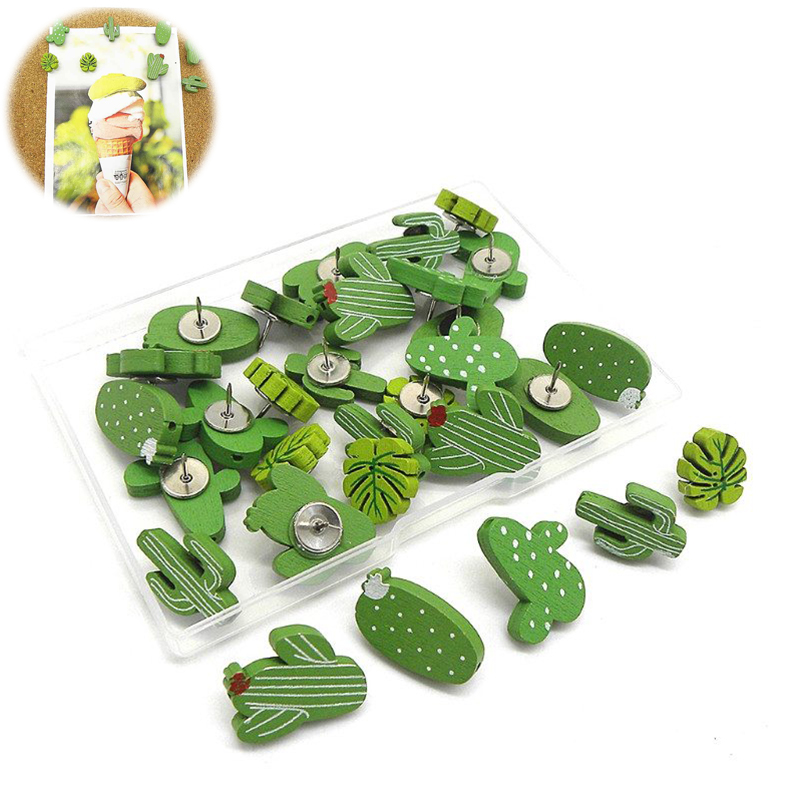 30PCS Wooden Push Pins Cactus Palm Leaf Thumb Tack Decorative Cute Pushpins for Photos Wall, Maps, Bulletin Board or Cork Boards - Image 10