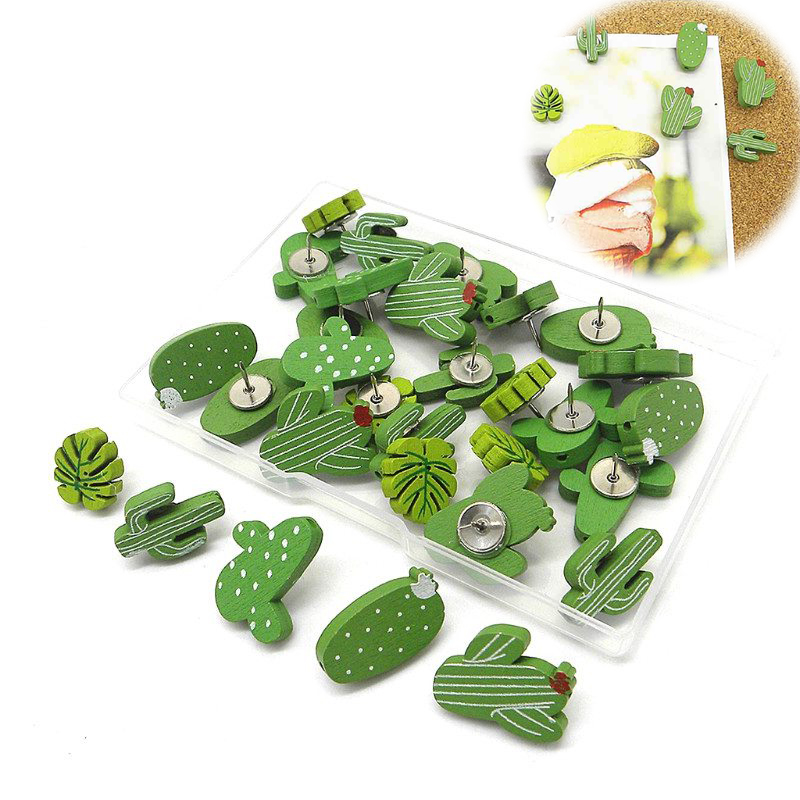 30PCS Wooden Push Pins Cactus Palm Leaf Thumb Tack Decorative Cute Pushpins for Photos Wall, Maps, Bulletin Board or Cork Boards - Image 12