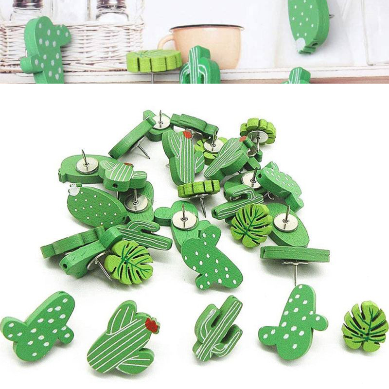 30PCS Wooden Push Pins Cactus Palm Leaf Thumb Tack Decorative Cute Pushpins for Photos Wall, Maps, Bulletin Board or Cork Boards - Image 17