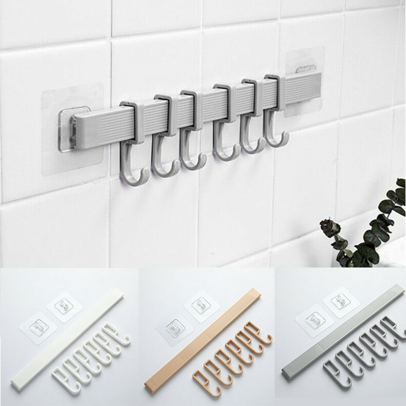 Multifunction Kitchen Storage Hook Holder 6 Hooks Wall Door Holder Hanger Rack For Spoon Scoop Bathroom Kitchen Organizer - Image 29