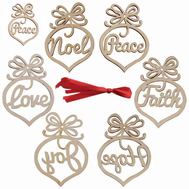 6 Pcs Christmas Decorations Wooden Ornament Xmas Tree Hanging Pendant Ornament - Image 7