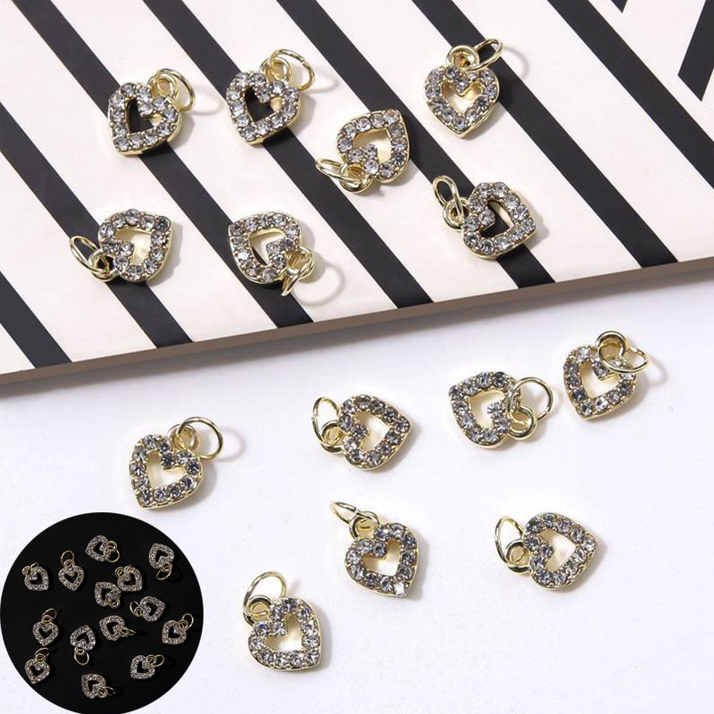 Nail love nail hollow pendant Heart-shaped alloy flash diamond nail fingertip decoration - Image 19