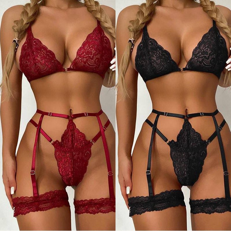 Womens Sexy Lingerie Set Lace Top Bra Ladies Thong Underwear Nightwear Gift - Image 9