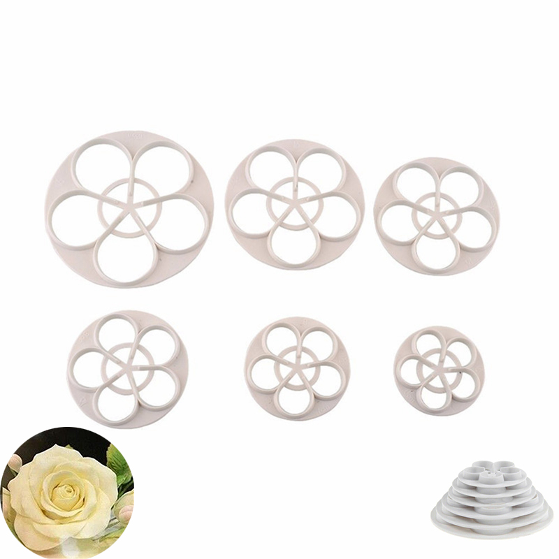 6Pcs Rose Flower Fondant Mould Cutter Cake Decorating Craft Icing Baking Tools - 图片 12