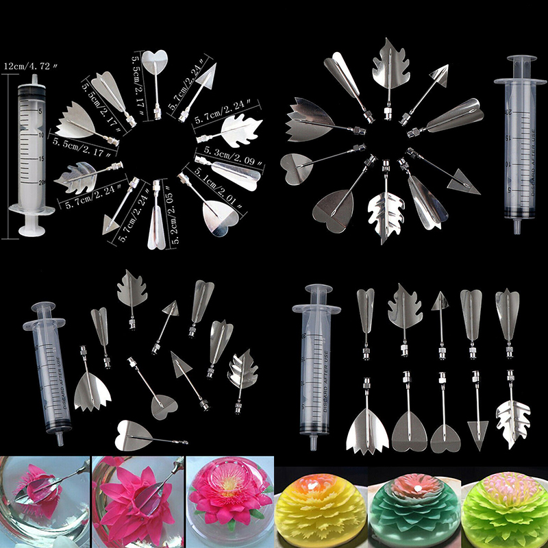 10PCS 3D Gelatin Jelly Art Pudding Flower Cake Decor Mould Needle Tools - Image 7