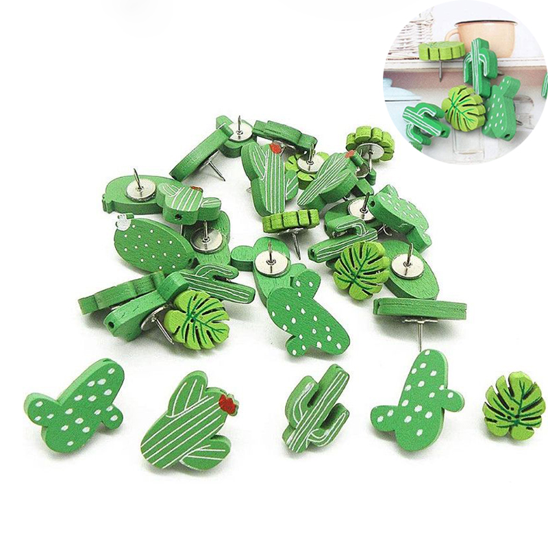 30PCS Wooden Push Pins Cactus Palm Leaf Thumb Tack Decorative Cute Pushpins for Photos Wall, Maps, Bulletin Board or Cork Boards - Image 8