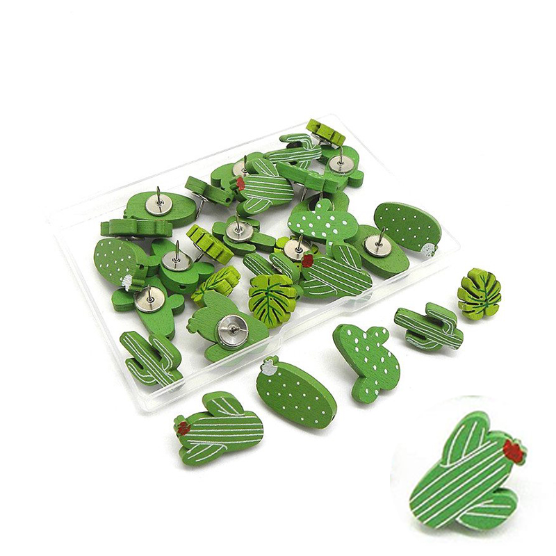 30PCS Wooden Push Pins Cactus Palm Leaf Thumb Tack Decorative Cute Pushpins for Photos Wall, Maps, Bulletin Board or Cork Boards - Image 9