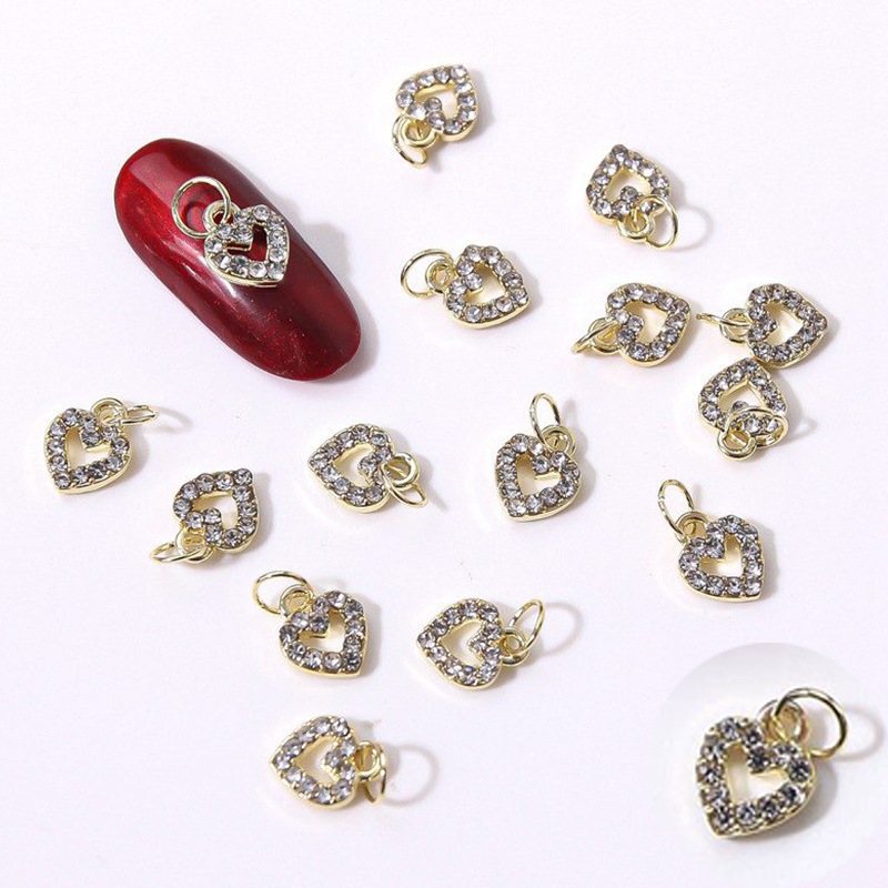 Nail love nail hollow pendant Heart-shaped alloy flash diamond nail fingertip decoration - Image 23
