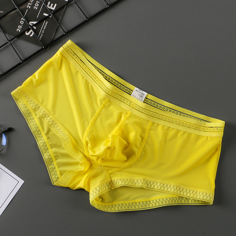 Net General 22 Summer New Translucent Ice Silk Underwear Men Sexy Men Boxer Briefs Youth Underwear Men - 图片 7