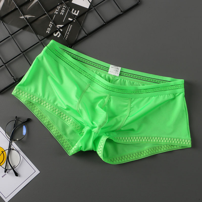 Net General 22 Summer New Translucent Ice Silk Underwear Men Sexy Men Boxer Briefs Youth Underwear Men - 图片 8