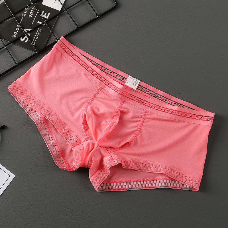 Net General 22 Summer New Translucent Ice Silk Underwear Men Sexy Men Boxer Briefs Youth Underwear Men - 图片 6