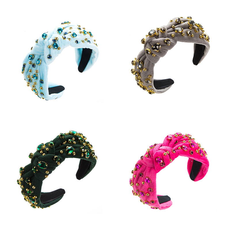 Baroque Wide Brim Hair Band Flannel Fabric Diamond Beaded Headband Hair Accessories - Image 14