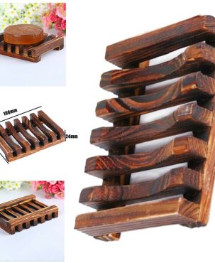 Natural Bamboo Wooden Soap Dish Tray Storage Holder Bath Shower Bathroom Rack