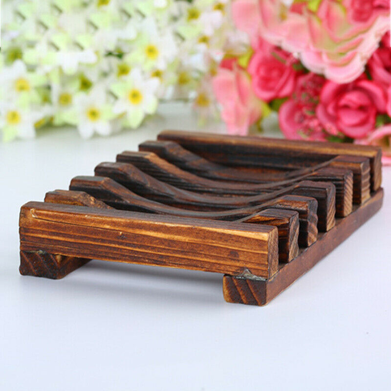 Natural Bamboo Wooden Soap Dish Tray Storage Holder Bath Shower Bathroom Rack - Image 4