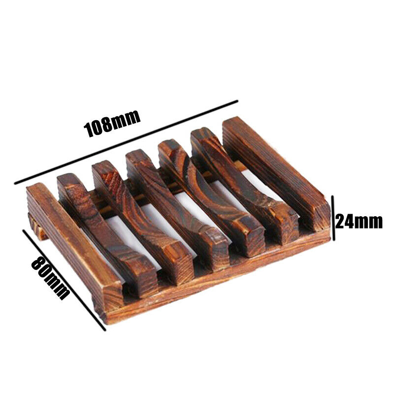 Natural Bamboo Wooden Soap Dish Tray Storage Holder Bath Shower Bathroom Rack - Image 6