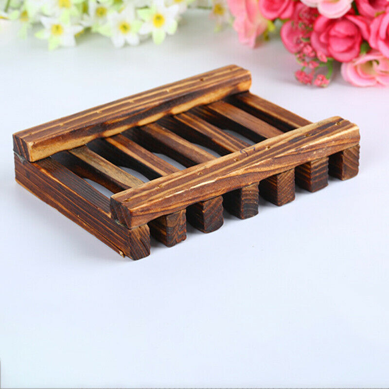 Natural Bamboo Wooden Soap Dish Tray Storage Holder Bath Shower Bathroom Rack - Image 7