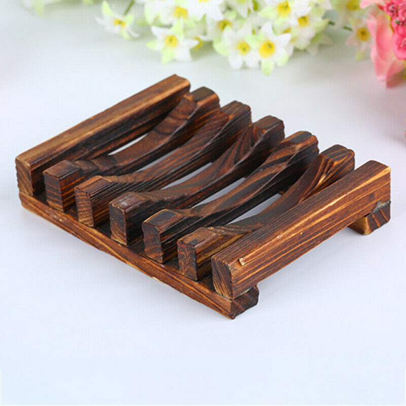 Natural Bamboo Wooden Soap Dish Tray Storage Holder Bath Shower Bathroom Rack - Image 9