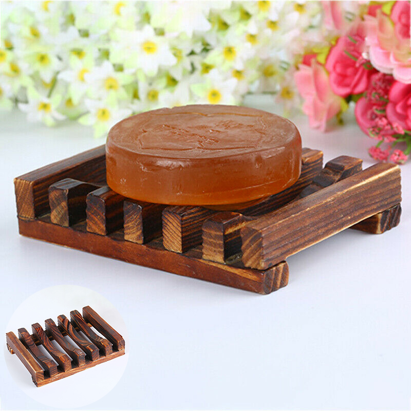 Natural Bamboo Wooden Soap Dish Tray Storage Holder Bath Shower Bathroom Rack - Image 24