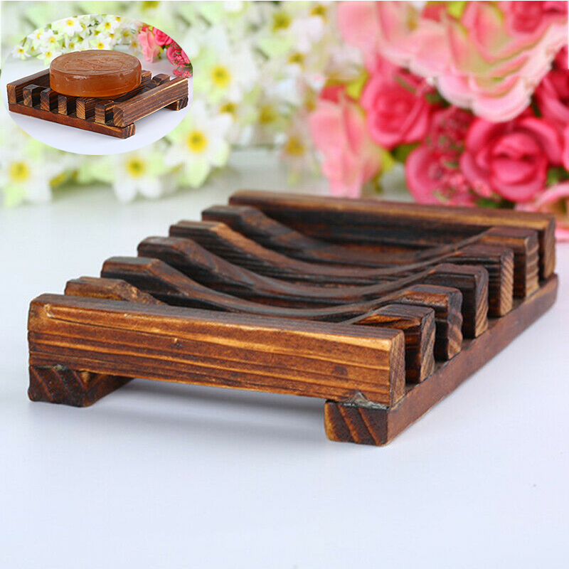 Natural Bamboo Wooden Soap Dish Tray Storage Holder Bath Shower Bathroom Rack - Image 18