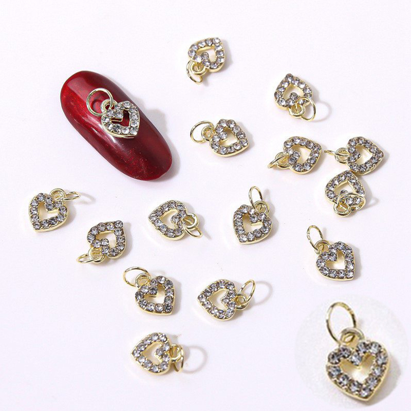 Nail love nail hollow pendant Heart-shaped alloy flash diamond nail fingertip decoration - Image 15