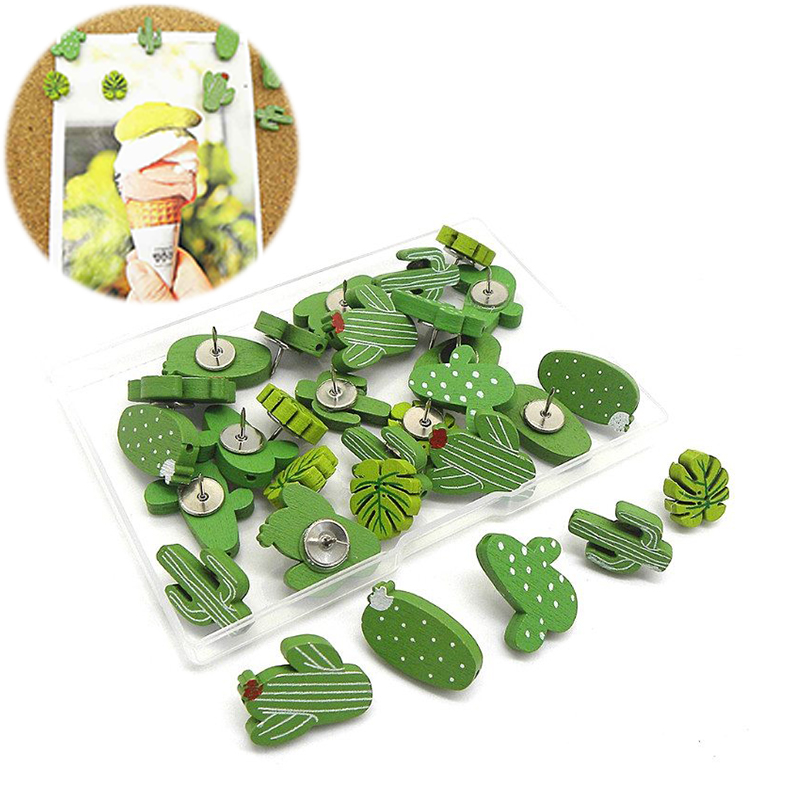 30PCS Wooden Push Pins Cactus Palm Leaf Thumb Tack Decorative Cute Pushpins for Photos Wall, Maps, Bulletin Board or Cork Boards - Image 13