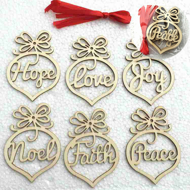 6 Pcs Christmas Decorations Wooden Ornament Xmas Tree Hanging Pendant Ornament - Image 11