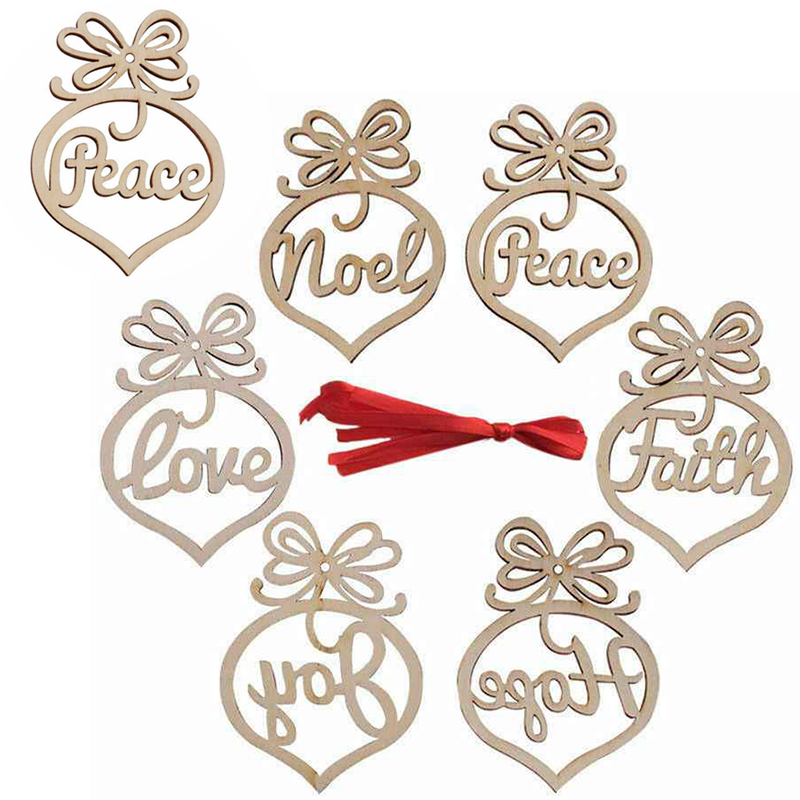 6 Pcs Christmas Decorations Wooden Ornament Xmas Tree Hanging Pendant Ornament - Image 12